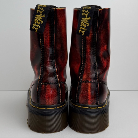Vintage Dr. Martens England 9203 Fire Flame Red Yellow Steel Rub Off Boots UK 7 - Picture 12 of 17